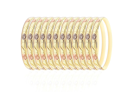 6 MM Three Tone Plated Bangles